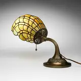 Duffner & Kimberly, Nautilus piano lamp, c. 1905, leaded glass, patinated bronze