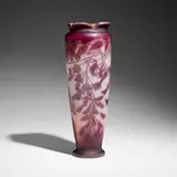 Tall vase with wisteria by Galle, c. 1910, acid-etched cameo glass, sold Apr 2025