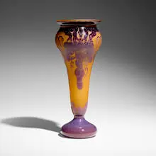Le Verre Français, Tall Raisins vase, c. 1920, acid-etched and fire-polished cameo glass