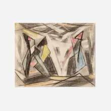Joseph Meierhans, Abstract Composition, 1942, crayon on paper