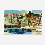 Clintel Steed, City View with Bridge, oil on canvas