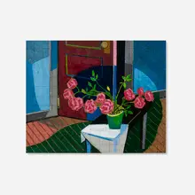 Josef Zenk, Still Life with Flowers and Door, gouache and graphite on paper