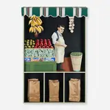 Ben Mahmoud, My Father's Store, 1982, acrylic, painted wood, painted fabric, pencil
