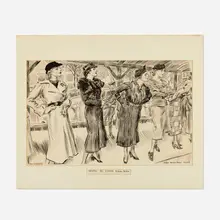 James Montgomery Flagg, Meeting the Evening Slave-Train, ink on paper