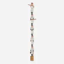Preston Geter, Just a Few Yankee Greats (totem), carved and painted wood, painted metal