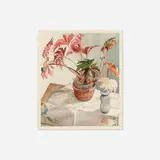 Sondra Freckelton, Still Life with Houseplants and Vase, watercolor on paper