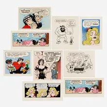 Al Capp, Nine works, 1974-76, lithograph in colors