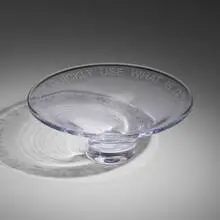 Use What is Dominant by Jenny Holzer, 2003, hand-blown glass bowl with etched text, sold Apr 2022