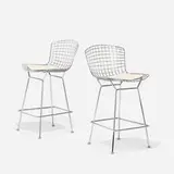 Harry Bertoia, Stools, pair, 1962 / 2018, chrome-plated steel, vinyl
