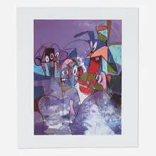 Comic Relief by George Condo, 2011, offset lithograph in colors, sold Apr 2022