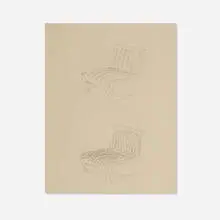 Study for Conchoidal chairs by Ludwig Mies van der Rohe, c. 1935, graphite on paper, sold Apr 2022