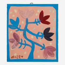 Untitled by Mose Tolliver, c. 1990, house paint on board, sold Apr 2022