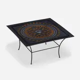 Sun King coffee table by Piero Fornasetti, c. 1995, silk headscarf in methacrylate plastic, enameled steel, sold Apr 2022