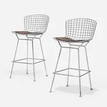 Harry Bertoia, Barstools, pair, enameled steel, vinyl