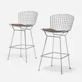 Barstools, pair by Harry Bertoia, enameled steel, vinyl, sold Apr 2022