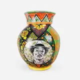 Roberto Lugo, Pharrell Williams vase, 2021, glazed ceramic with slip and overglaze paint
