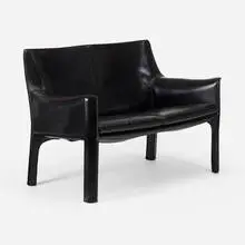 Cab settee, model 414 by Mario Bellini, 1979, leather, sold Apr 2022