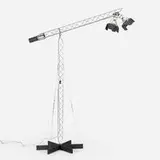 C. Jeré, Crane floor lamp, c. 1977, chrome-plated steel, enameled steel, steel wire