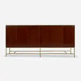 Paul McCobb, Irwin Collection cabinet, model C7306, 1952, mahogany, travertine, brass