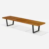 Slat bench, model 4692 by George Nelson & Associates, 1946, birch, lacquered wood, sold Feb 2022