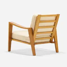Russel Wright, American Modern lounge chair, 1935, maple, upholstery