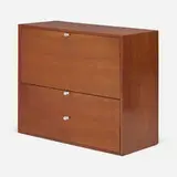 Drop-front secretary by George Nelson & Associates, c. 1950, walnut, aluminum, sold Feb 2022