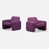 Ray Wilkes, Chiclet lounge chairs, pair, felt upholstery, enameled steel