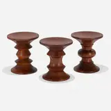 Time Life stools, set of three by Charles and Ray Eames, 1960, walnut, sold Feb 2022