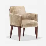 attribution Edward Wormley, Lounge chair, c. 1955, mahogany, cotton blend upholstery
