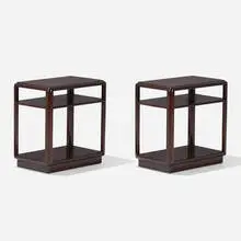 attribution Edward Wormley, Occasional tables, pair, c. 1945, rosewood
