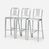 Emeco, Navy bar stools, set of three, aluminum