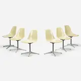 PSCs, set of six by Charles and Ray Eames, 1951, molded fiberglass, aluminum, enameled steel, rubber, sold Feb 2022