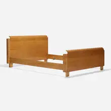 Paul Goldman, Full-size bed, c. 1945, walnut plywood, walnut