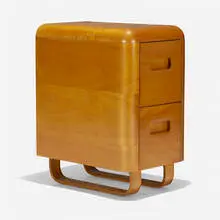 Paul Goldman, Nightstand, c. 1945, walnut plywood