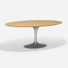 Dining table, model 174W by Eero Saarinen, 1957 / 2011, maple, enameled aluminum, sold Feb 2022