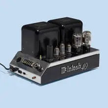 McIntosh, MC40 tube amplifier, serial no. 321L2, 1962, enameled steel, chrome-plated aluminum, aluminum, glass, plastic