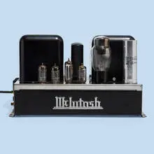 MC30 tube amplifier, serial no. 7E358 by McIntosh, 1954, enameled steel, chrome-plated steel, aluminum, glass, sold Feb 2022