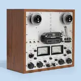 Inc. Crown Audio, 800 reel-to-reel four-track stereo tape deck, serial no. S-269, 1967, laminate, aluminum, plastic, glass