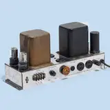 Interelectronics, Coronation 100 broadcast amplifier, 1955, enameled steel, chrome-plated steel, glass, enameled aluminum