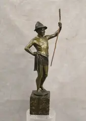 Hans Keck, Figure of Oarsman, Late 19th-early 20th century bronze
