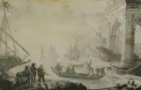 Claude Lorrain, Le Port de Mer au Fanal (The Harbor with the Lighthouse), circa 1638-41, Etching on laid paper; it appears to be an early printing; sheet trimmed to platemark