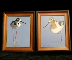 W. Robert Tolley, Two Works: Avocet No. 730 and Black-Necked Stilt No. 711, Oil on canvas