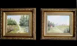 American School, Two Works: Pastoral Landscapes, Oil on canvas-board