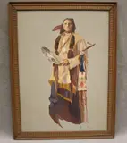 American School, Portrait of a Chief, Oil on board