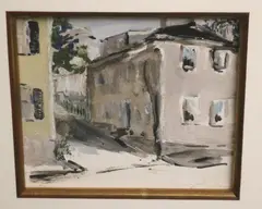 George Wingate, Street View, Mixed media on board (watercolor and gouache)