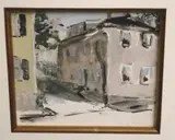 George Wingate, Street View, Mixed media on board (watercolor and gouache)