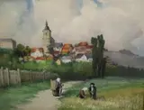Ruth Payne Burgess, German Alpine Village, 1909, Watercolor on paper