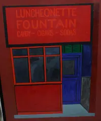 Judith Shahn, "Luncheonette", Gouache on paper