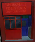 Judith Shahn, "Luncheonette", Gouache on paper