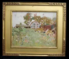 Roy Brown, Landscape with a House and Outbuildings, Oil on canvas-board